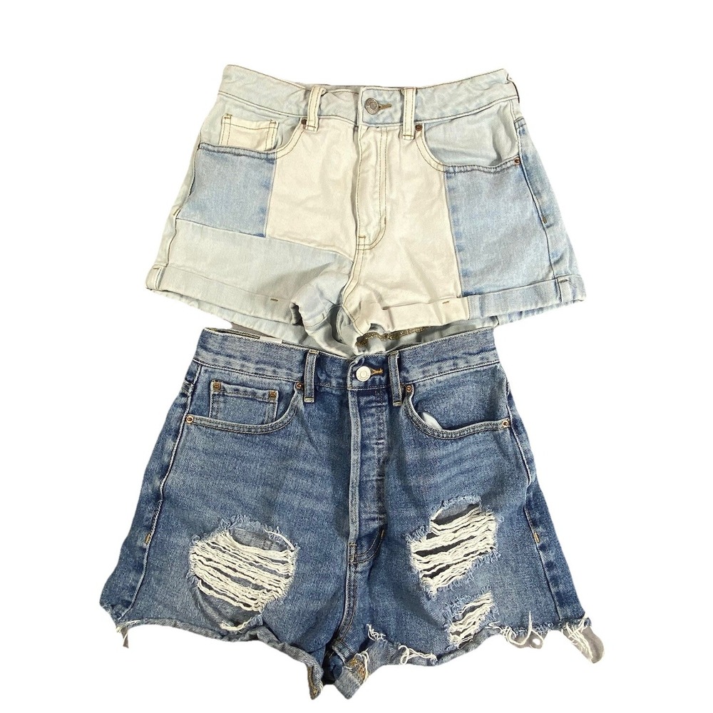 Pacsun Mom Shorts &‎ High Rise Vintage Cut Off Sz 26 Distressed Hipster 2 Pair